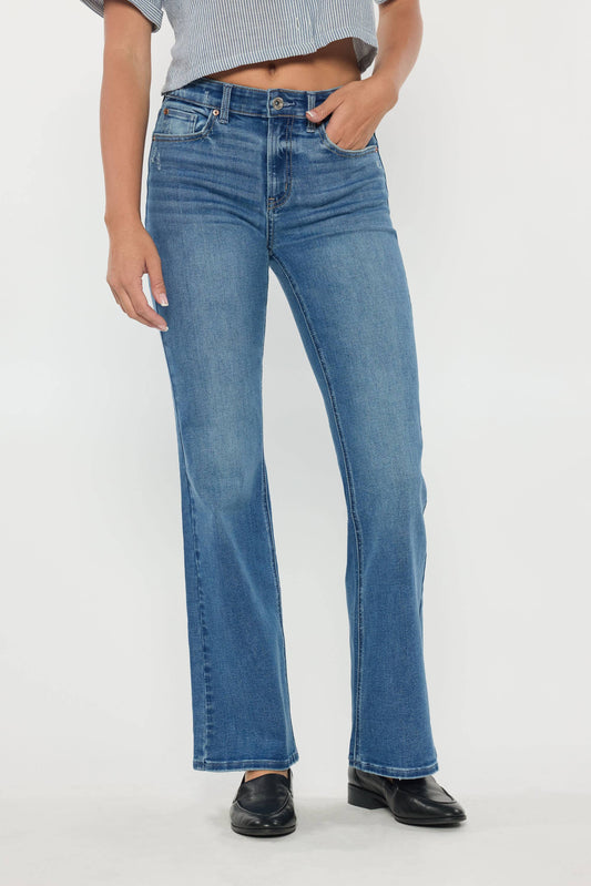 Medium Wash  High Rise Baby Wide Jeans