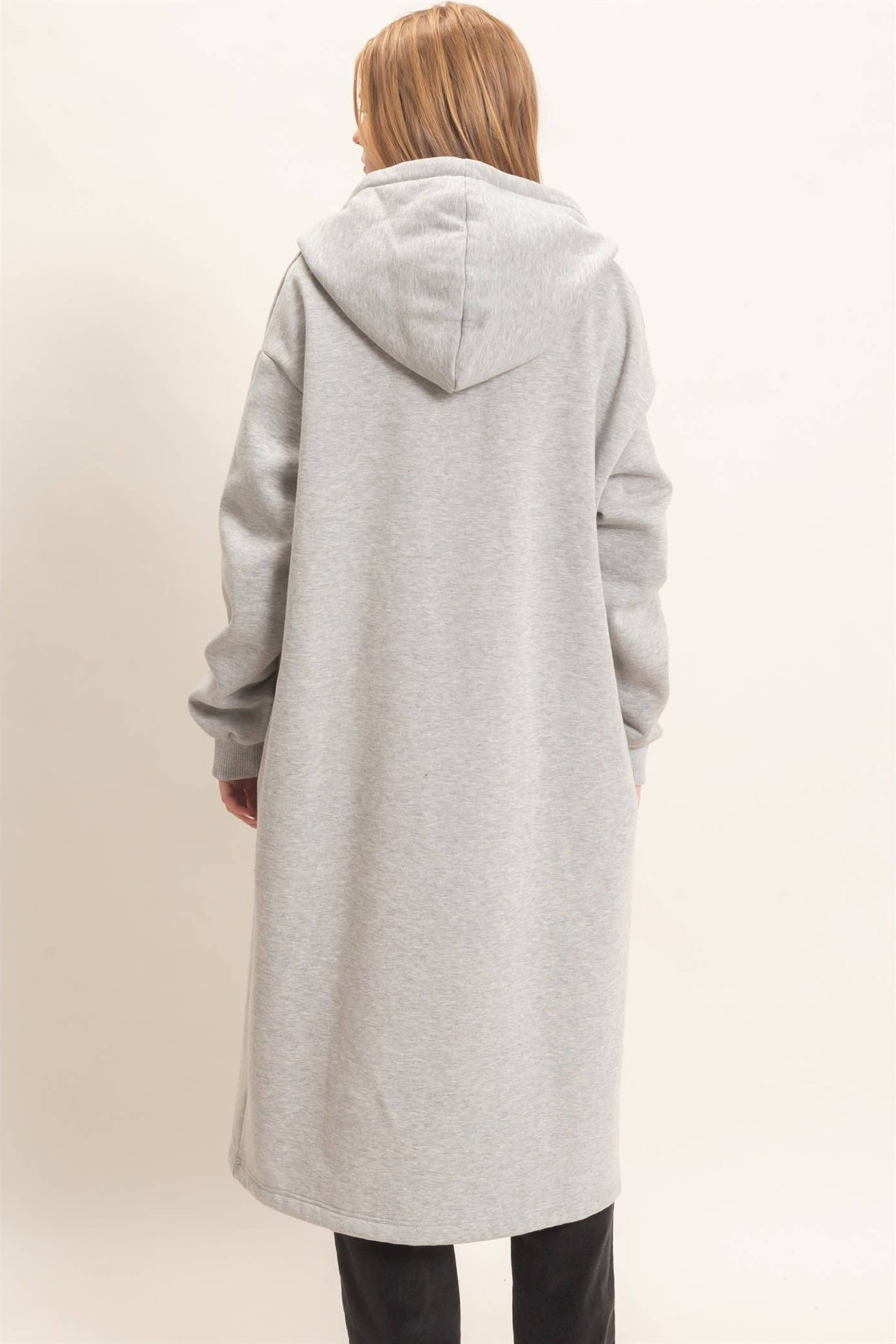 Oversized Hooded Open Front Coat