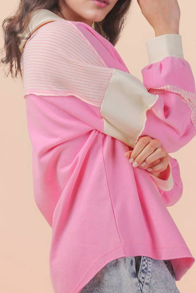 Color Block Oversized Casual Knit Top