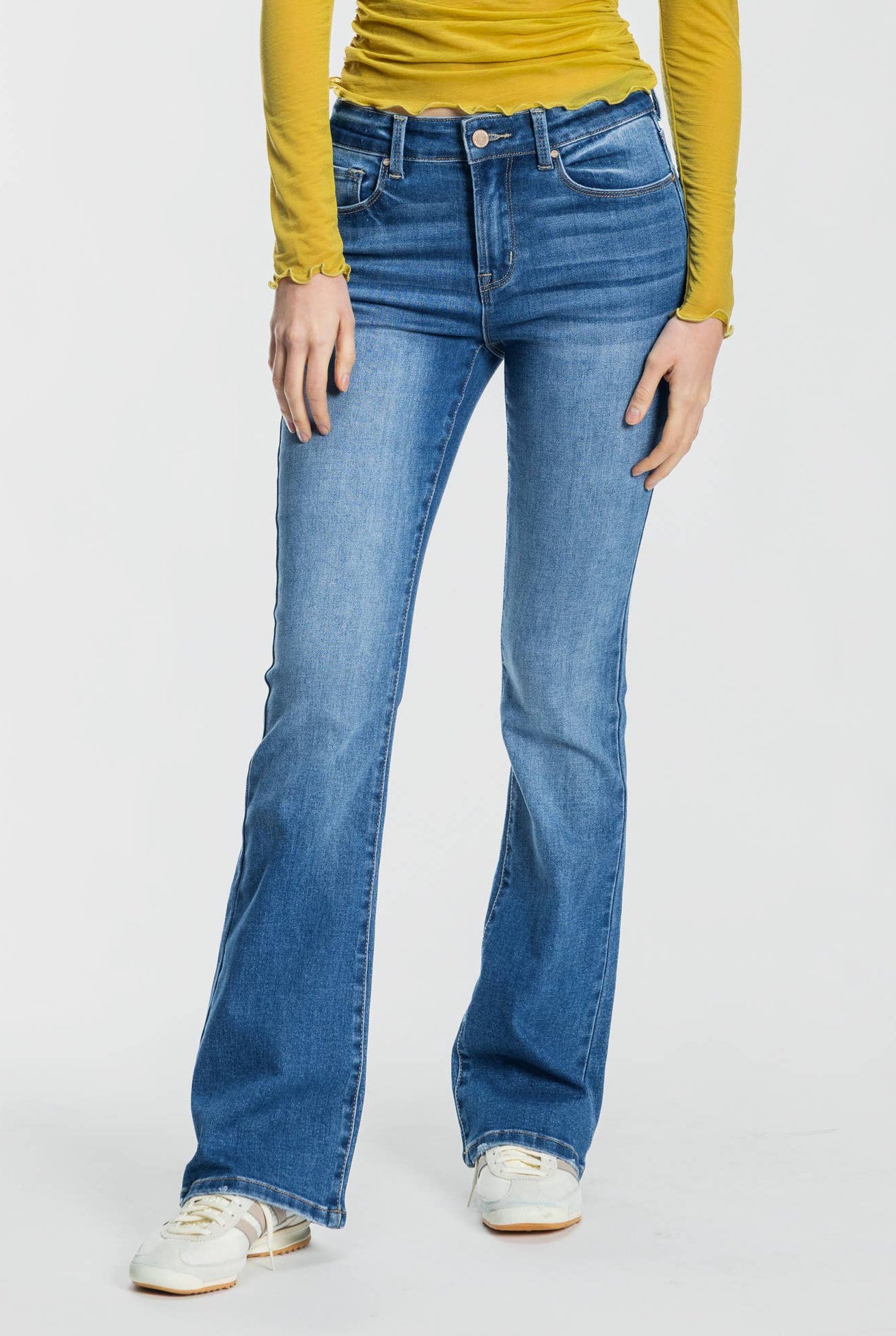 Medium Wash High Rise Bootcut Jeans