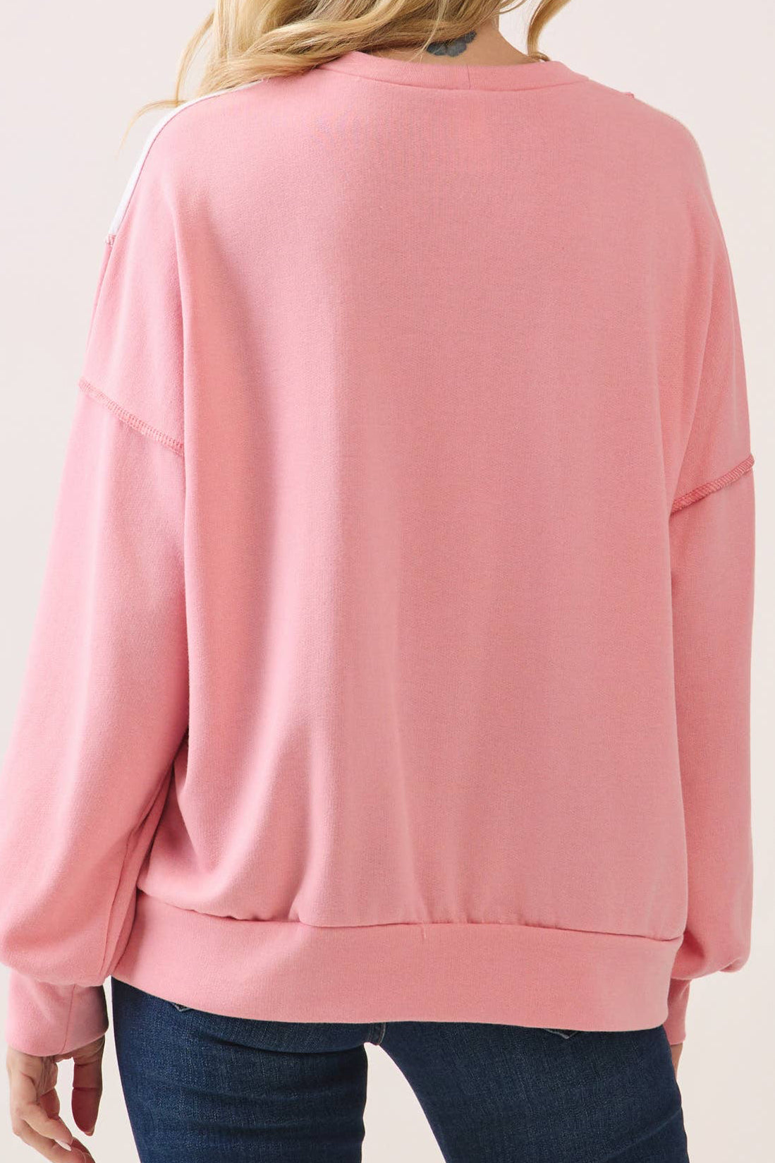 Checker Print Drop Shoulder Pullover Top