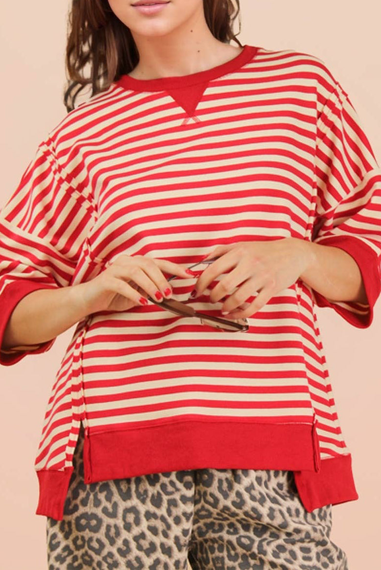 Stipe Color Block Shorts Set