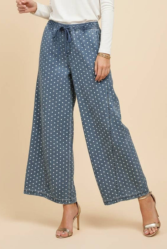 Plus Wide Leg Polka Dot Pants