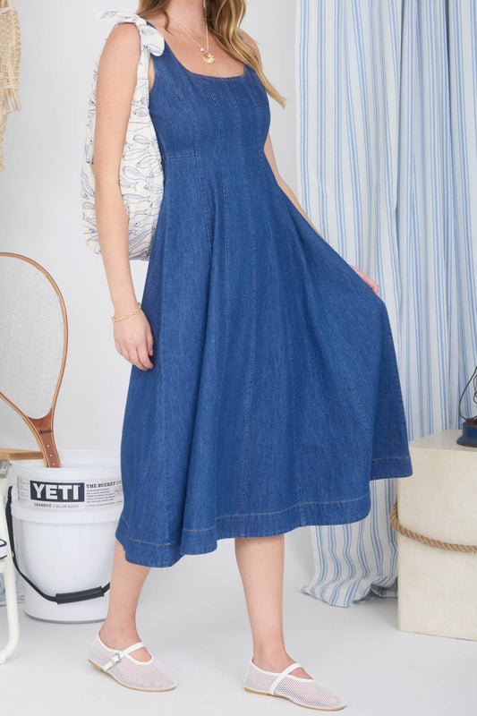 Sleeveless Princess Denim A-Line Dress