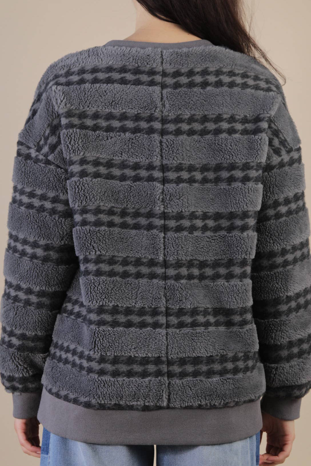 Oversized Textured Fleece Casual Comfy Top