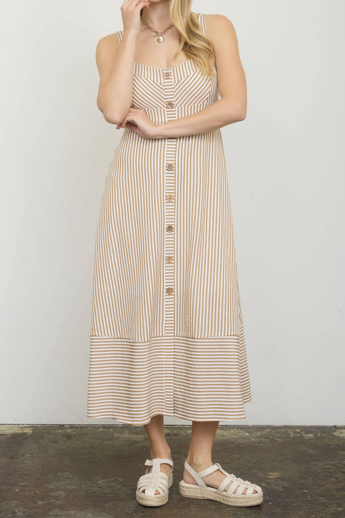Stripe Sweetheart Button Down Stripe Dress