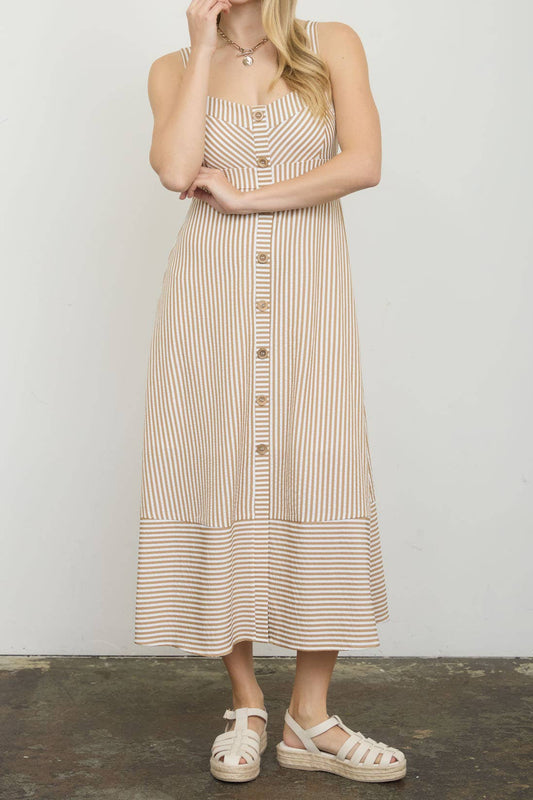 Stripe Sweetheart Button Down Stripe Dress