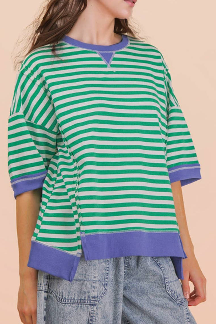 Oversized Stripe Casual Knit Top