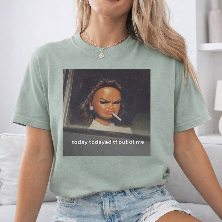 Funny Messy Hair Doll Graphic Tee, Funny Graphic Shirt